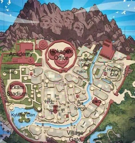 map of naruto world|hidden leaf village map.